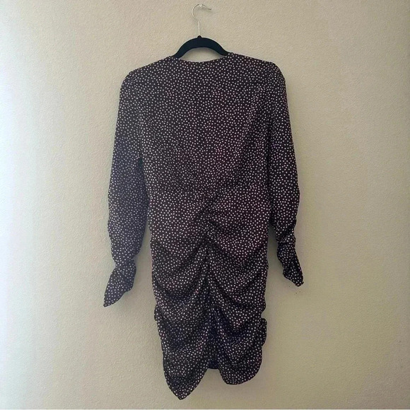 ZARA Heart Print Long Sleeve Ruched Mini Dress Size Medium - Picture 5 of 8